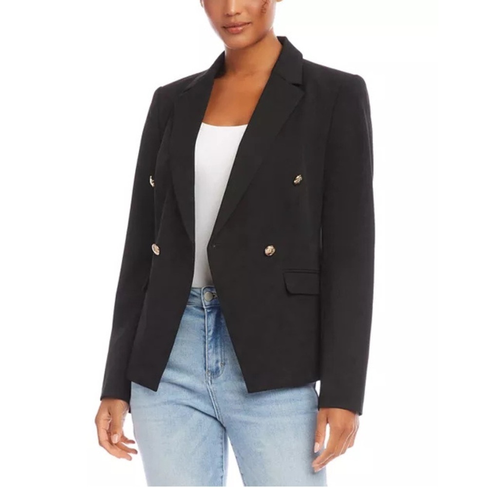Karen Kane Double Breasted Black Blazer NWT Gold Button Peak Lapel Tailored - Picture 4 of 5